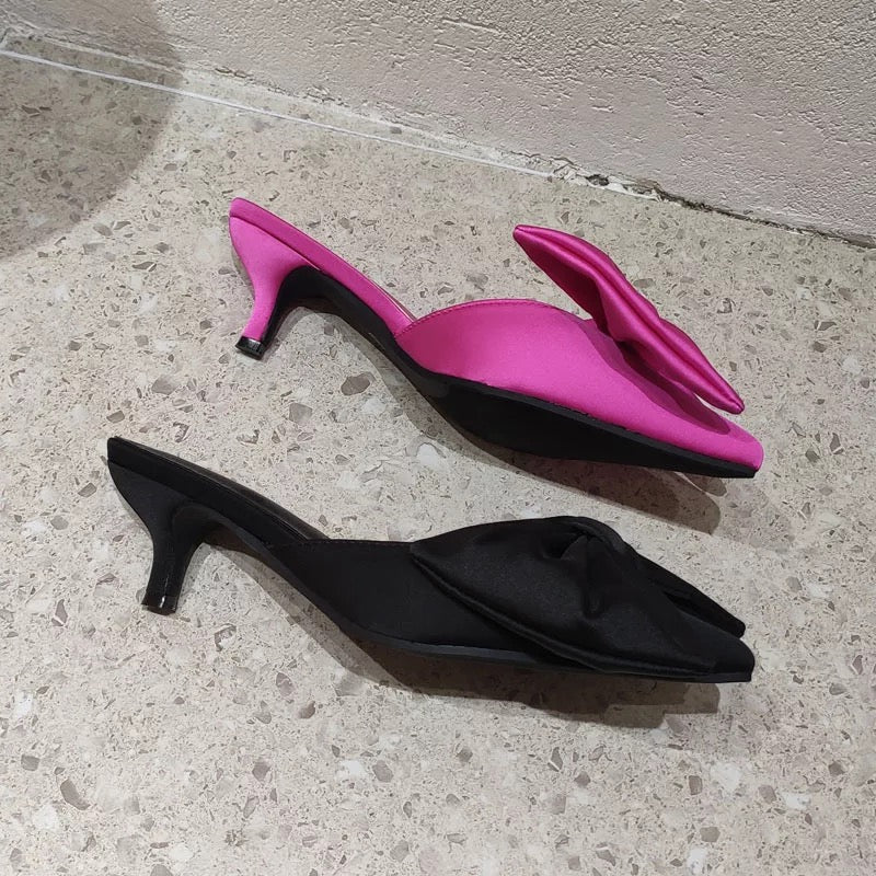 Bowknot Low Heels Mules