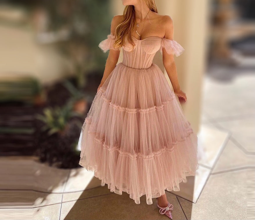Sheer Fairy Tulle Ruffles Dress
