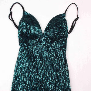 Sequined Stretch Backless Evening Dress