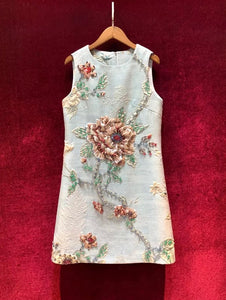 Rose Flower Jacquard A Line Dress