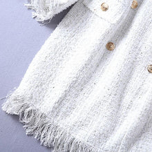 Load image into Gallery viewer, White Tassel Woolen Blazer Dress