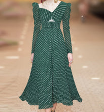 Load image into Gallery viewer, Green Runway Dot Hollow Out Dress