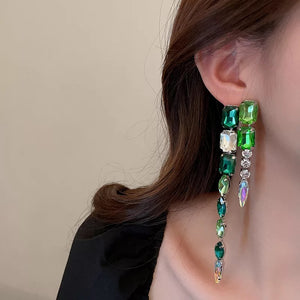 Green Geometric Dangle Earrings