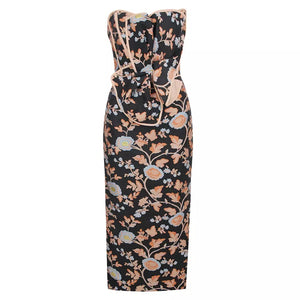 Bow Ruffle Floral Midi Dresses