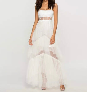 Corset Tiered Tulle Dress