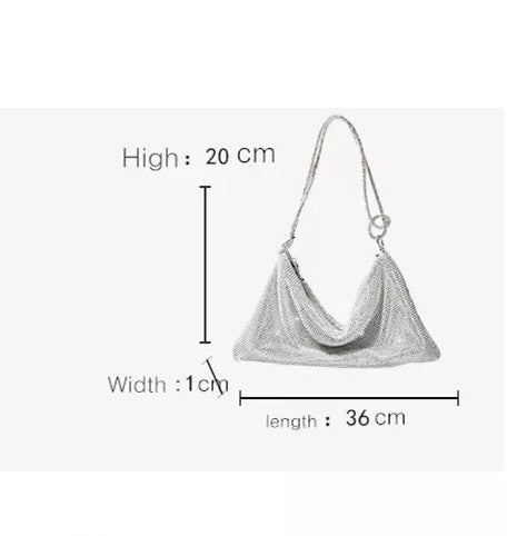 Silver  Rhinestones Crystal Diamonds Bag