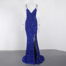Carica l&#39;immagine nel visualizzatore di Gallery, Sequin Stretch Backless Slit Dress