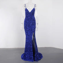 Cargar imagen en el visor de la galería, Sequin Stretch Backless Slit Dress