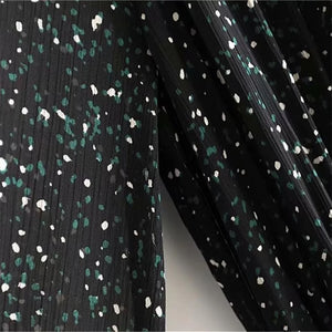 Polka Dot Print With Belt Chiffon Dress