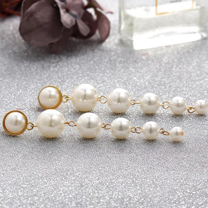 Pearl Dangle Clip On Earrings