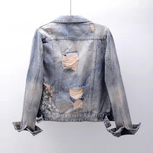 Load image into Gallery viewer, Flower Patch Ripped Denim Jacket