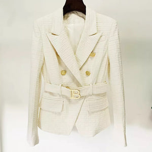 Texture Blazer with Belt