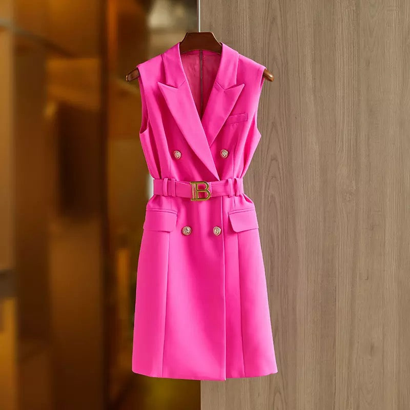 Belted Sleeveless Mini Dress