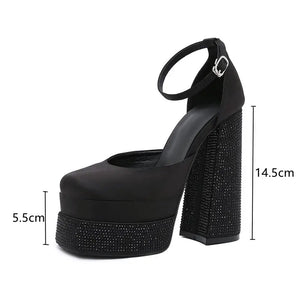 Luxury Satin Platform Chunky Shoes