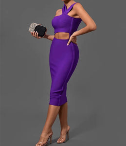 Purple Cut Out Bandage Dress