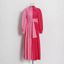 Carregar imagem no visualizador da galeria, Two Tone Gathered Waist Belted Dress