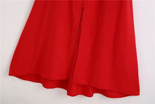 Load image into Gallery viewer, Red Puff Sleeve Slim Midi Dress