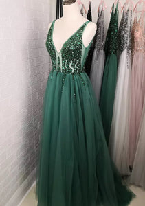 Beading Crystal High Splits Gown