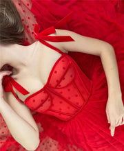 Load image into Gallery viewer, Sweetheart Bow Doted Tulle Dress