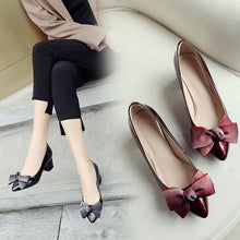 Load image into Gallery viewer, Bow Slipon Block Heels Pumps