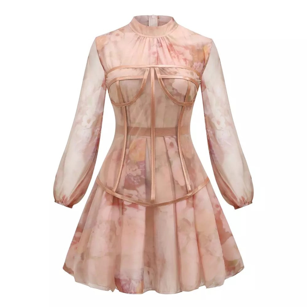 Mesh Lace Corset Two Pieces Dress
