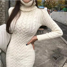 Load image into Gallery viewer, Turtlenek Warm Sweater Knitted Dress