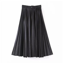 Carica l&#39;immagine nel visualizzatore di Gallery, Stylish PU Leather Pleated Skirt with Belt