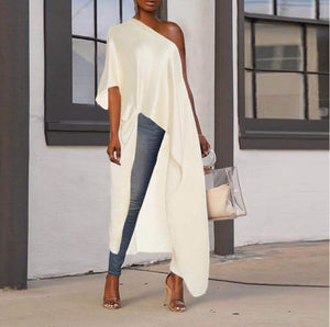 Asymmetrical One Shoulder Long Tunic