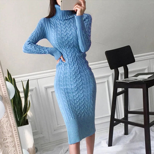 Turtlenek Warm Sweater Knitted Dress