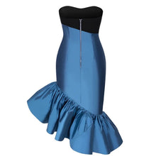 Carica l&#39;immagine nel visualizzatore di Gallery, Wrapped Color Block Ruffled Dress