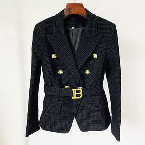 Texture Blazer with Belt