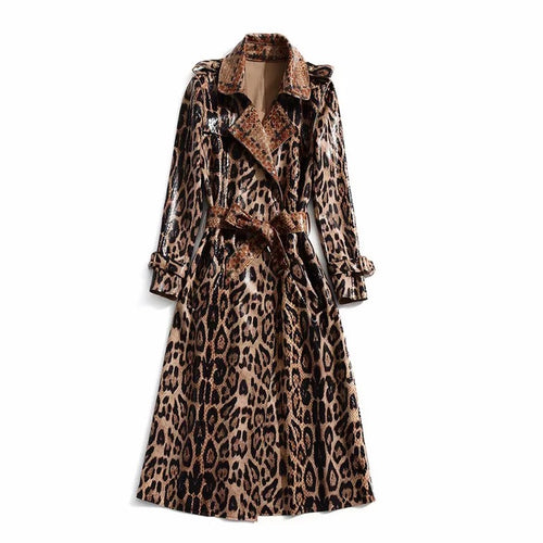Snake Print Belted Coat