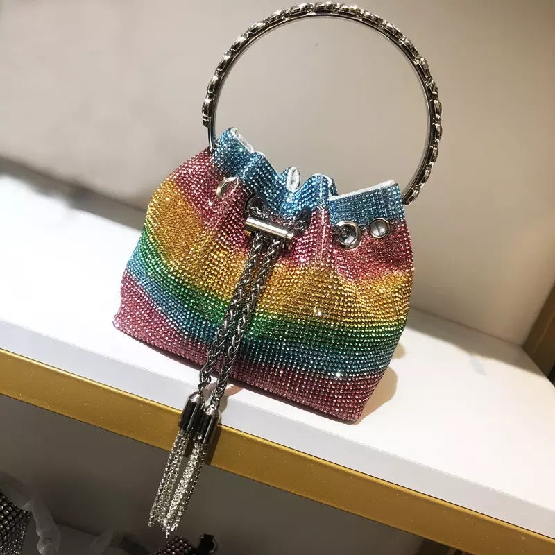 Luxury Rhinestone Bucket Clutch