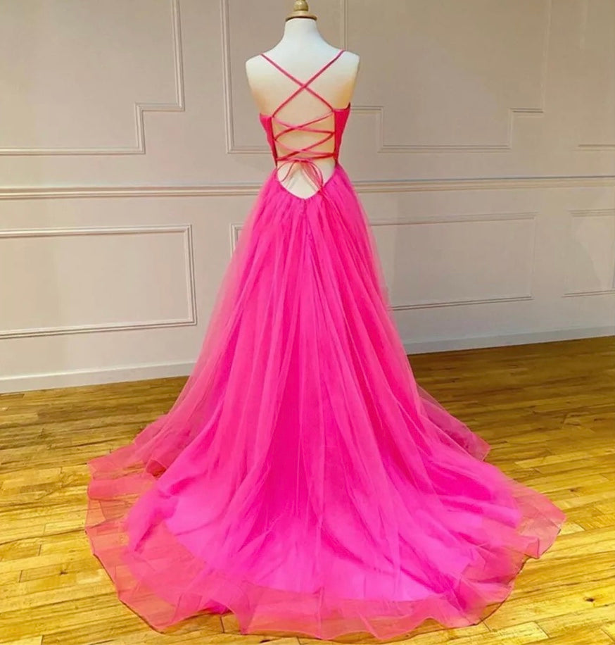 Pink Tulle Sweetheart Prom Dress