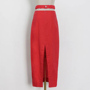 Lapel Cut Out Midi Two Piece Set