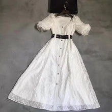 Load image into Gallery viewer, Puff Sleeve White Long Dresses
