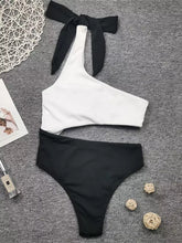 Carica l&#39;immagine nel visualizzatore di Gallery, White Black Cut Out Swimwear