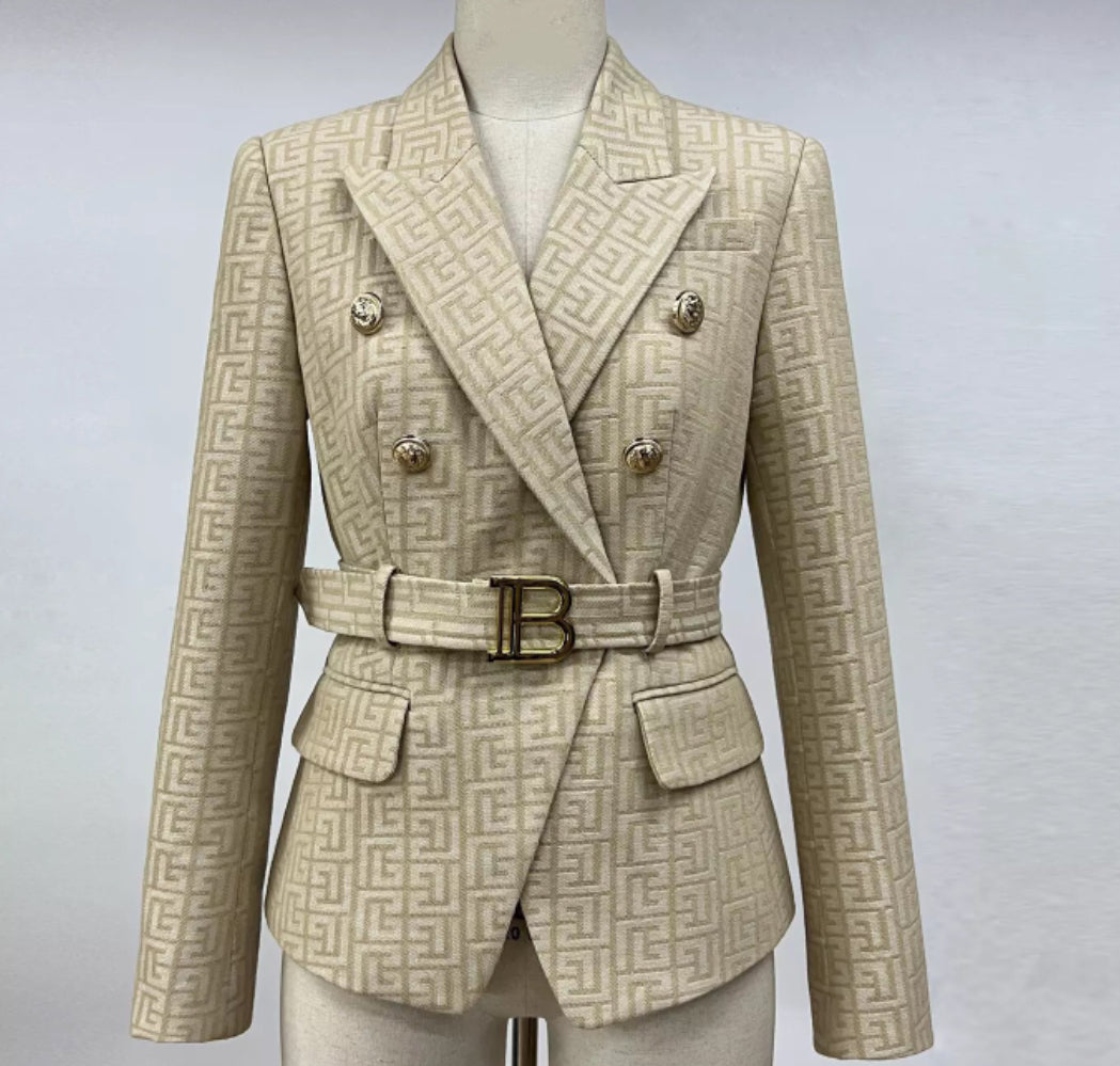 Texture Blazer with Belt