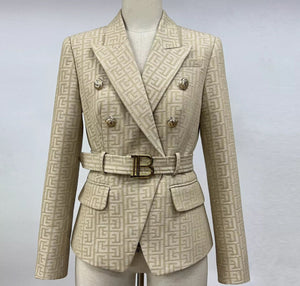 Texture Blazer with Belt