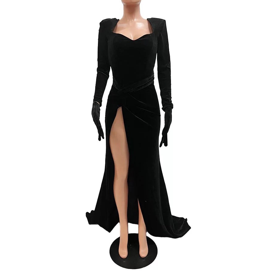 Velvet Slash Neck Gown