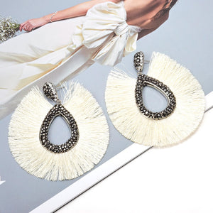 Silk Tassel Rhinestone Bohemia Earrings