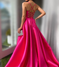 Load image into Gallery viewer, A-line Satin High Slit Prom Gown