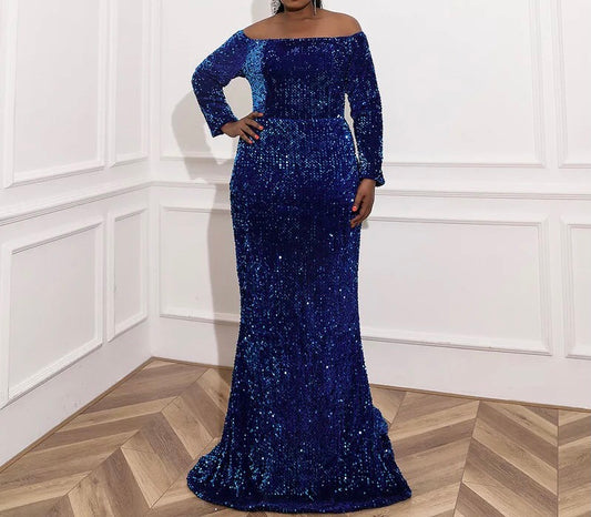 Curvy Long Sequined Mermaid Ball Gowns