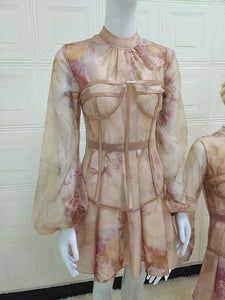Mesh Lace Corset Two Pieces Dress
