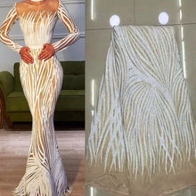 Load image into Gallery viewer, White French Tulle Sequins Dress