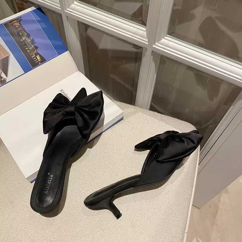 Bowknot Low Heels Mules