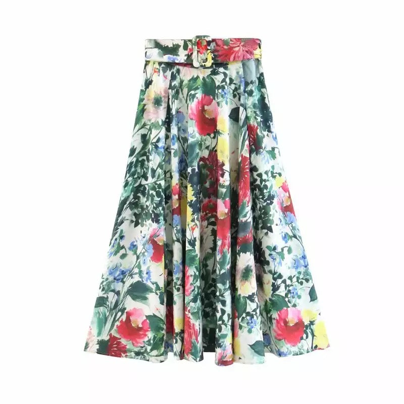 Vintage Floral Midi Skirt