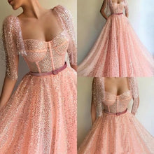 Carregar imagem no visualizador da galeria, Bling Pink A Line Sequinned Prom Dress