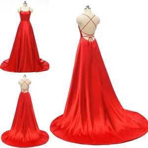 High Slit Cross Back Prom Gown