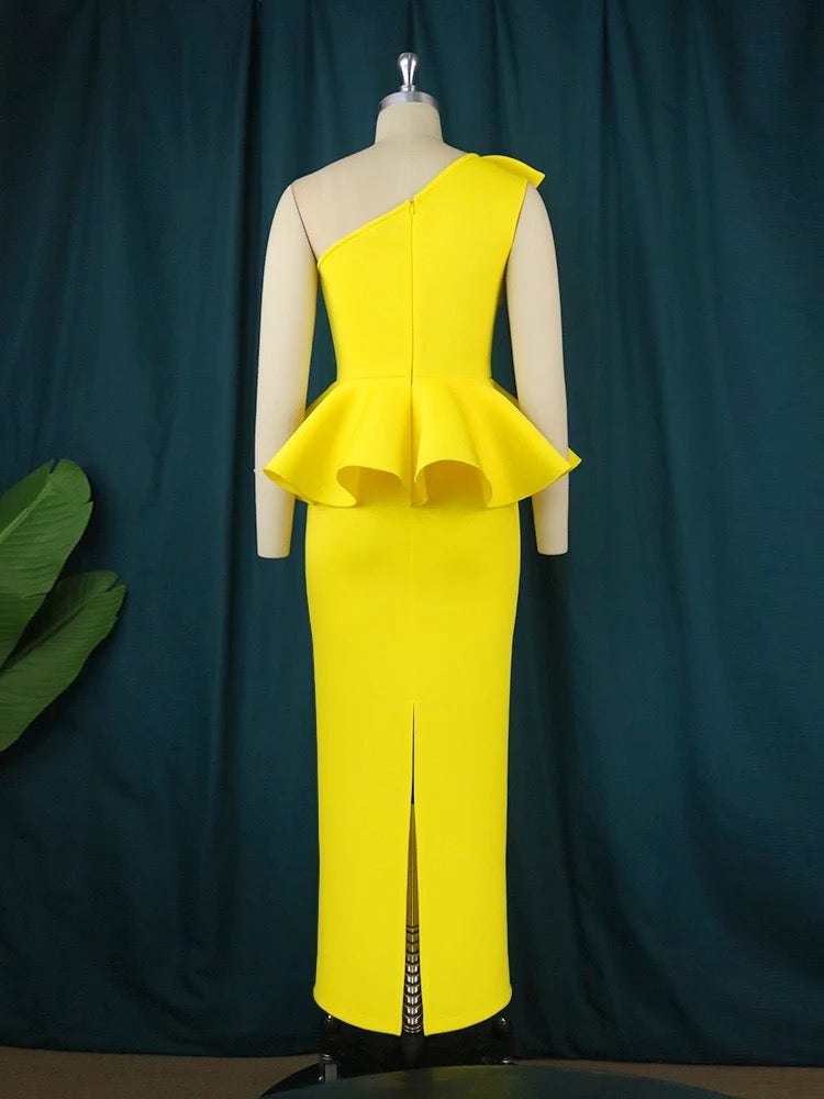 Yellow Ruffles Peplum Set
